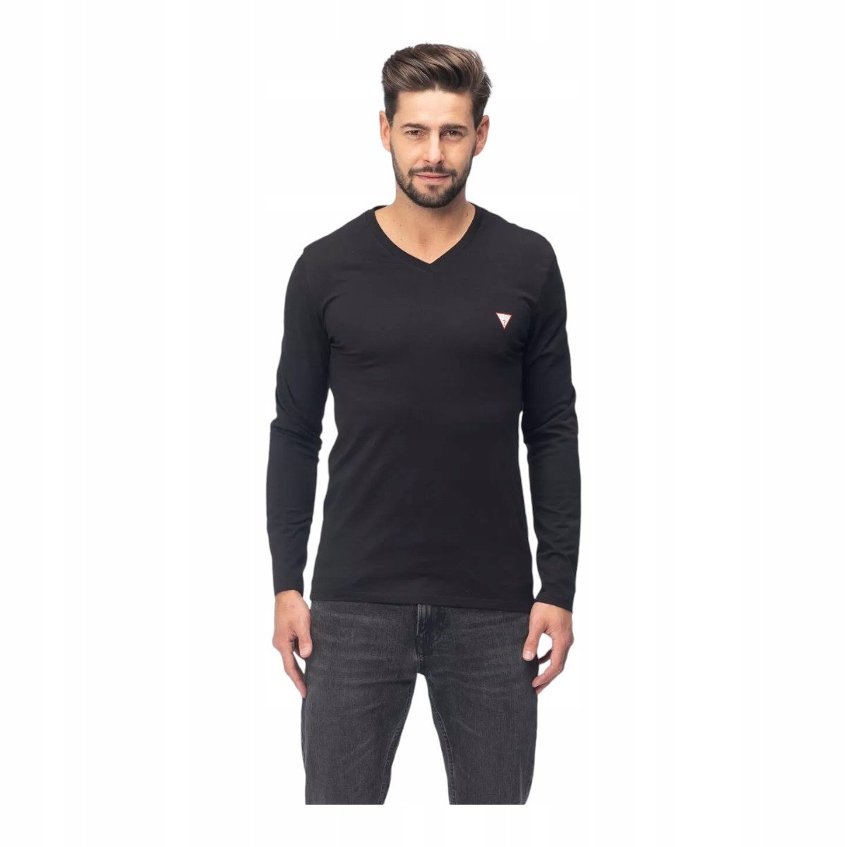 GUESS KOSZULKA MĘSKA Z DŁUGIM RĘKAWEM VN LS CORE TEE CZARNA r.XXL