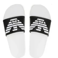 Klapki i japonki męskie - Klapki męskie Emporio Armani Beachwear wsuwane biało-czarne-45 - miniaturka - grafika 1
