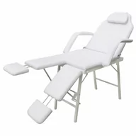 Stoły i łóżka do masażu - vidaXL vidaXL Fotel kosmetyczny z regulacją podnóżków biały - miniaturka - grafika 1