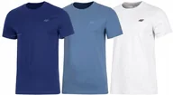 Koszulki męskie - 4F ZESTAW 3szt. 3-PAK MÄSKA KOSZULKA T-SHIRT 100% BAWEĹNA / rozm XXXL 3XL - miniaturka - grafika 1