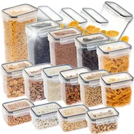 Pojemniki kuchenne - POJEMNIKI na Suchą Żywność plastikowe Pojemnik hermetyczny Zestaw 15 szt - miniaturka - grafika 1