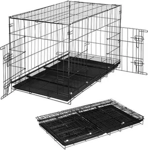 Springos Klatka kennelowa dla zwierząt kojec dla psa kota 100 x 70 x 60 cm L czarny UNIWERSALNY - Sprzęt podróżny i transportery dla psów - miniaturka - grafika 1