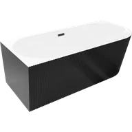Wanny - Mexen Silo wanna wolnostojąca narożna lewa ryflowana 150 x 75 cm, biała/czarna, przelew czarny - 52891507575L-70 - miniaturka - grafika 1