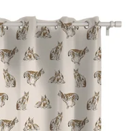 Zasłony - Zasłona AUTUMN wzór AT19 | rysie na beżowym tle 150 x 260 cm tkanina zaciemniająca - miniaturka - grafika 1