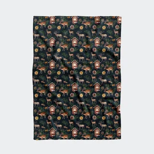 Koc pluszowy WINTER wzór BN24 | akwarelowy renifer z pomarańczą 150 x 200 cm - Koce Koc pluszowy WINTER wzór BN24 | akwarelowy renifer z pomarańczą 150 x 200 cm - Koce - miniaturka - grafika 1