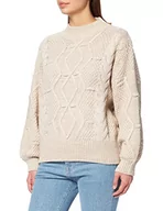 Swetry damskie - OBJECT Damski sweter OBJKAMMA Cable Knit NOOS Sweter Silver Gray/Szczegóły: Melange, M - miniaturka - grafika 1