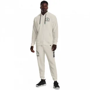 Męskie spodnie treningowe Under Armour Project Rock HW Terry Pnt Fam - kremowe - Spodnie sportowe męskie - miniaturka - grafika 1