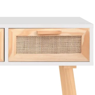 Stolik konsolowy, biały, 105x30x75 cm, drewno sosnowe i rattan Lumarko! - Konsole i sekretarzyki - miniaturka - grafika 6