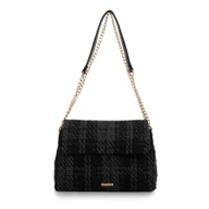 Torebki damskie - Damska listonoszka z tkaniny bouclé czarna - miniaturka - grafika 1