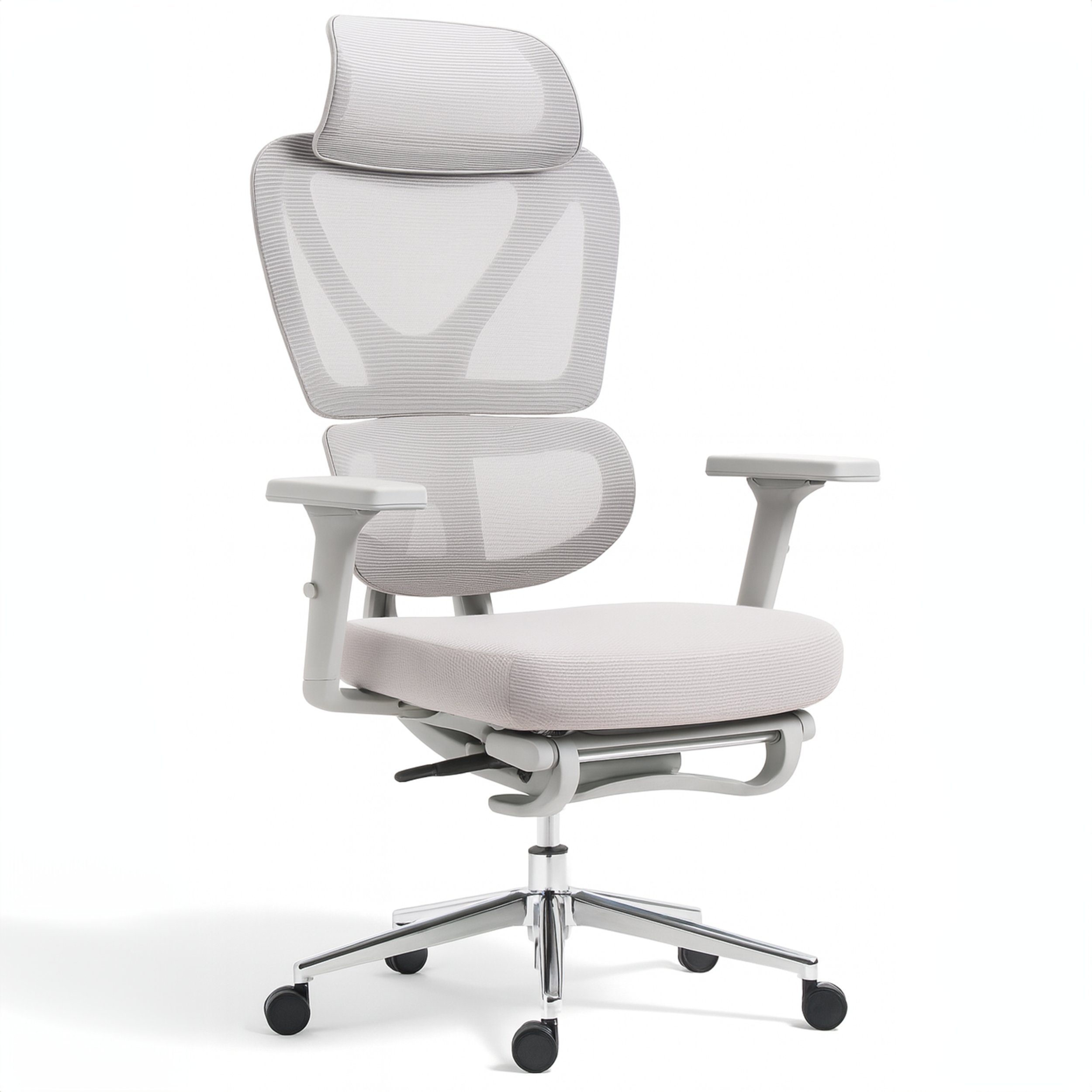 Kontrasto Fotel biurowy szary KB107 krzesło siatka tkanina ergonomiczny