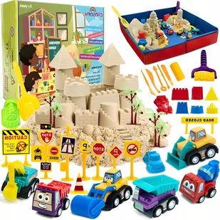 MAGICZNY PIASEK KINETYCZNY DUŻY ZESTAW SAMOCHODY + SKŁADANA PIASKOWNICA - Masy plastyczne - miniaturka - grafika 1