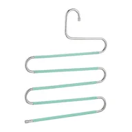 Skarpetki dla dzieci - Relaxdays Wieszak na spodnie, zestaw 4 szt., kształt S, 5 drążków, antypoślizgowe, oszczędzające miejsce wielofunkcyjne pałąki, metal, srebrny/miętowy - miniaturka - grafika 1
