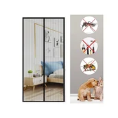 Moskitiery - Czarna Magnetyczna Moskitiera na Drzwi Balkonowe 90 x 210CM Moskitiera Magnetyczna Kurtyna Przeciw Muchom na Drzwi Zewnętrzne z Magnesami - miniaturka - grafika 1