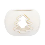 Świeczniki - Świecznik porcelanowy choinka ze złotem 9 x 9 x 6 cm biały - miniaturka - grafika 1