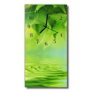 Zegary - Zegar szklany pionowy Natura Liście wody zielony - miniaturka - grafika 1