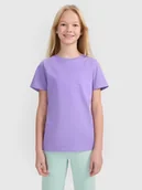 Koszulki dla dziewczynek - 4F T-shirt regular z nadrukiem dziewczęcy - fioletowy 134 (8-9 lat) - miniaturka - grafika 1