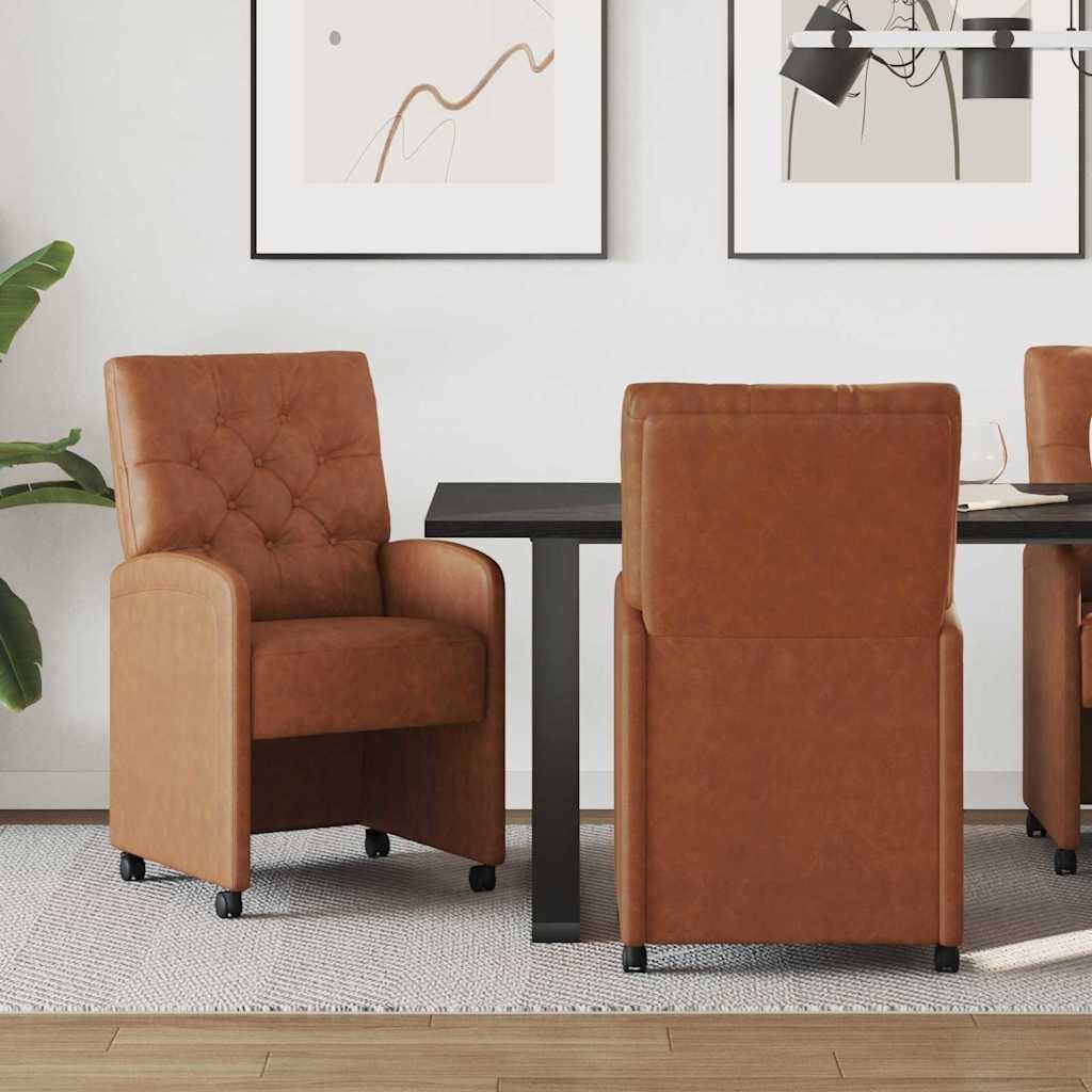 vidaXL Krzesła stołowe 2 pcs Brązowy 58 x 67 x 97 cm skóra syntetyczna