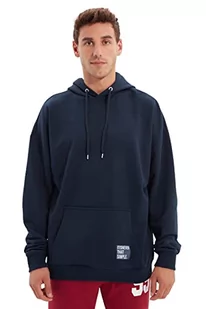 TRENDYOL Męska bluza z mieszanki bawełny - granatowa - oversize S granatowa, granatowy, S - Bluzy męskie - miniaturka - grafika 1