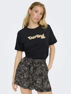 Koszulki i topy damskie - JDY T-Shirt Felisa 15300408 Czarny Regular Fit - miniaturka - grafika 1