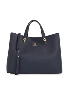Tommy Hilfiger Torebka Th Emblem Satchel AW0AW15177 Granatowy - Torebki damskie - miniaturka - grafika 1