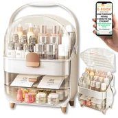 Pudełka i szkatułki - DUŻY ORGANIZER NA KOSMETYKI KUFEREK SZKATUŁKA NA BIŻUTERIĘ KOSMETYKI WIELOPOZIOMOWA BIAŁA KOSMETYCZKA TOALETKA PREZENT DLA KOBIET + EBOOK-1 - miniaturka - grafika 1