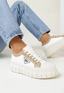 Trampki damskie - Białe Sznurowane Trampki na Platformie Erabel - miniaturka - grafika 1