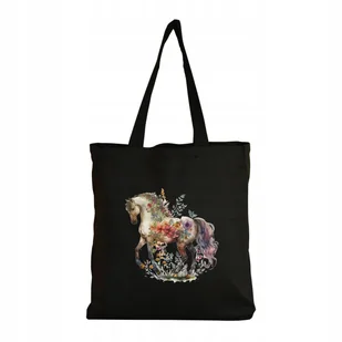 Eko Torba na ramię Na Zakupy Shopper Torebka Koń boho akwarela kwiaty 2 - Torby i wózki na zakupy - miniaturka - grafika 1