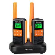 Latarki - Retevis RT649 Walkie Talkie bez licencji PMR446 zestaw 16 kanałów VOX LED latarka IP65 wodoszczelna skanowanie dwie metody ładowania (pomarańczowy, 2 szt.) - miniaturka - grafika 1