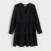 Sukienki - Reserved - Sukienka mini z falbanami - Czarny - miniaturka - grafika 1