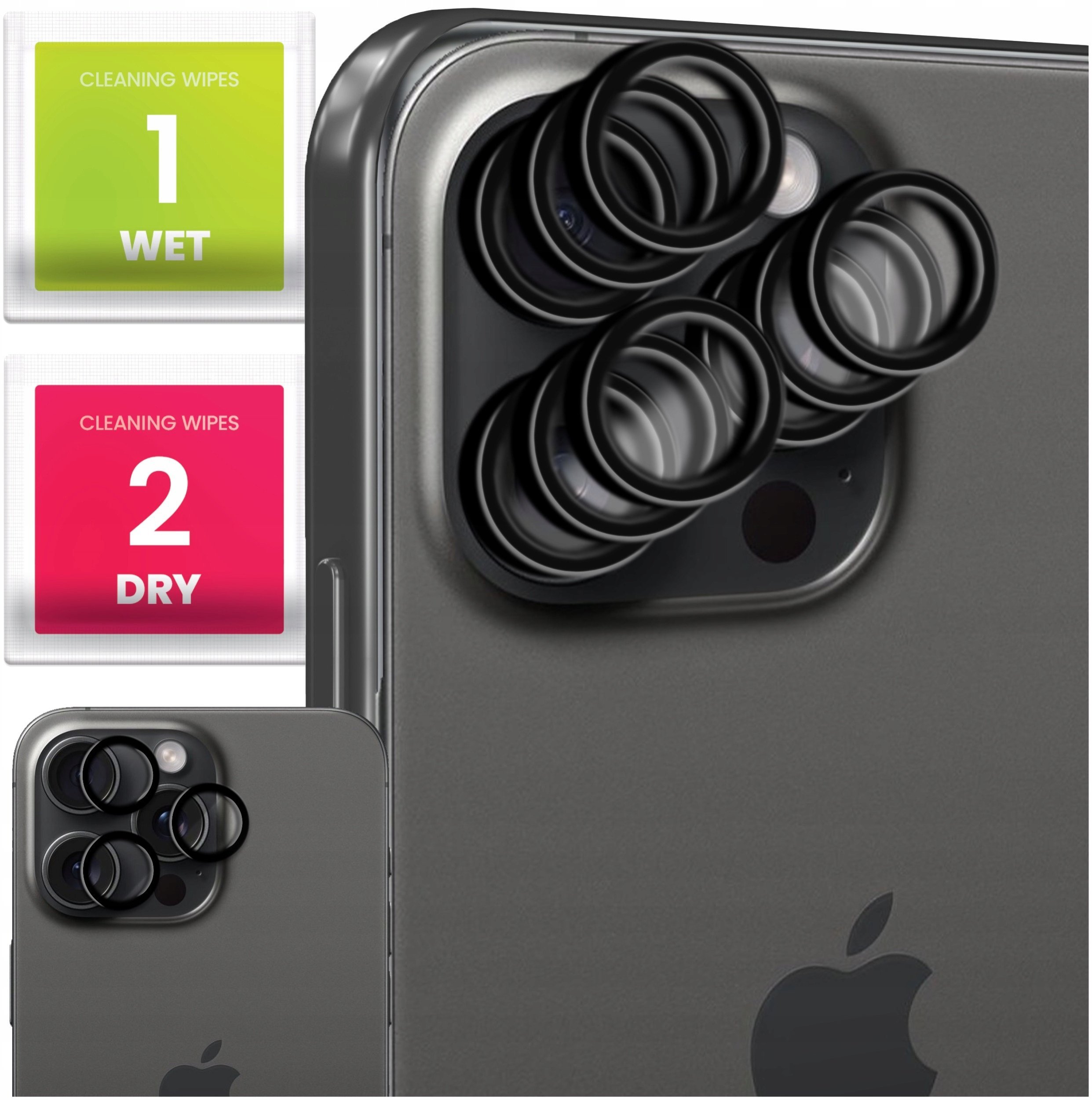 9x Szkło Na Aparat Do Apple iPhone 13 Pro / Pro Max Na Obiektywy, Czarne