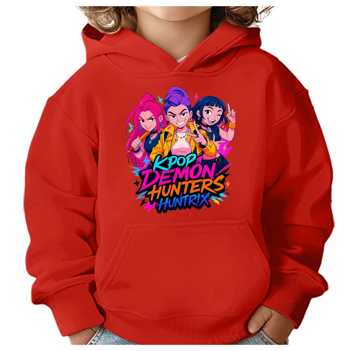 BLUZA DZIECIĘCA KPOP DEMON HUNTERS HUNTRIX 104 Z KAPTUREM BAWEŁNIANA