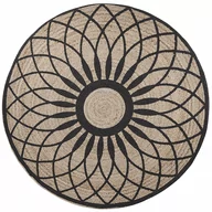 Dywany - Beliani Dywan okrągły z juty 140 cm beżowo-czarny KULLAR - miniaturka - grafika 1