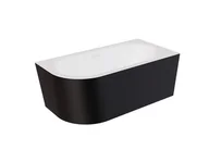 Wanny - Wanna narożna prawa Besco Avita A-line 160x75 cm czarny mat syfon klik-klak chrom z przelewem slim WAA-16AMPS - miniaturka - grafika 1