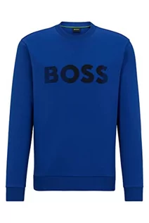 Bluzy męskie - BOSS Męska bluza Salbo 1 z mieszanki bawełny z trójwymiarowym haftem logo, niebieski, XXL - grafika 1