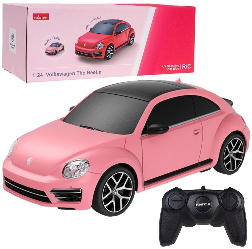 Rastar Auto Volkswagen Beetle UV Sensitive Zdalnie Sterowane RC Różowe Rastar 1:24 Rastar