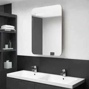 vidaXL Szafka łazienkowa z lustrem i LED kolor dębu 60 x 11 x 80 cm 326507 - Szafki łazienkowe - miniaturka - grafika 1