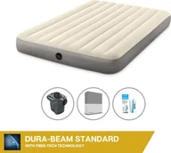 Prześcieradła - Dmuchane łóżko Intex - 2 osoby - 152 x 203 x 25 cm - beżowe + elektryczna pompka Intex - 650 litrów/min + prześcieradło antracytowe + zestaw naprawczy - miniaturka - grafika 1