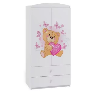 Szafa dwudrzwiowa, do pokoju dziecka, babydreams, 90 cm, biel, miś motylki - Szafy i szafki dla dzieci - miniaturka - grafika 1