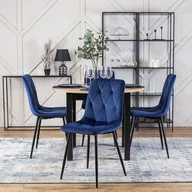 Krzesła - Zestaw 4x Krzesło Tapicerowane do Salonu ROBIN Granatowe Welurowe Nowoczesne Loft - miniaturka - grafika 1