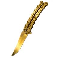 Noże - Nóż składany motylek Third Balisong Chain Design Gold Titanium Stainless Steel, Gold Titanium 420 (K2819D) - miniaturka - grafika 1