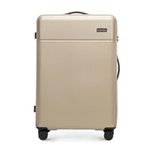 Walizki - Duża walizka z ABS-u z pionowymi paskami beżowa - miniaturka - grafika 1