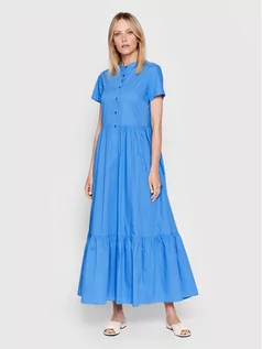 Sukienki - Benetton United Colors Of Sukienka koszulowa 4EW7DV011 Niebieski Regular Fit - grafika 1