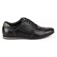 Półbuty męskie - Buty męskie skórzane casual 64/15 czarne - KAMPOL - miniaturka - grafika 1