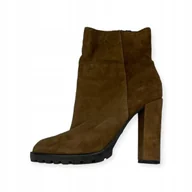 Botki damskie - Eleganckie brązowe botki damskie obcas Aldo 36,5 - miniaturka - grafika 1