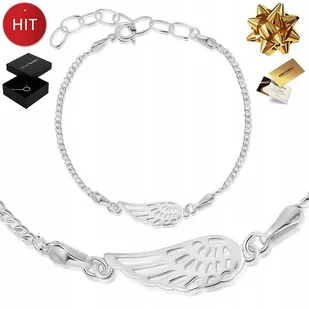 SREBRNA BRANSOLETKA DAMSKA 925 SKRZYDŁA ANIOŁA PREZENT DLA KOBIETY - Bransoletki - miniaturka - grafika 1