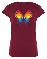 Koszulki i topy damskie - T-Shirt fajny kolorowy nadruk MOTYL r.S - miniaturka - grafika 1