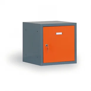 Alfa 3 Pojedyńcze schowki 300x300x300 mm, korpus ciemnoszary, drzwi pomarańczowe 126356 - Szafy i regały magazynowe - miniaturka - grafika 1