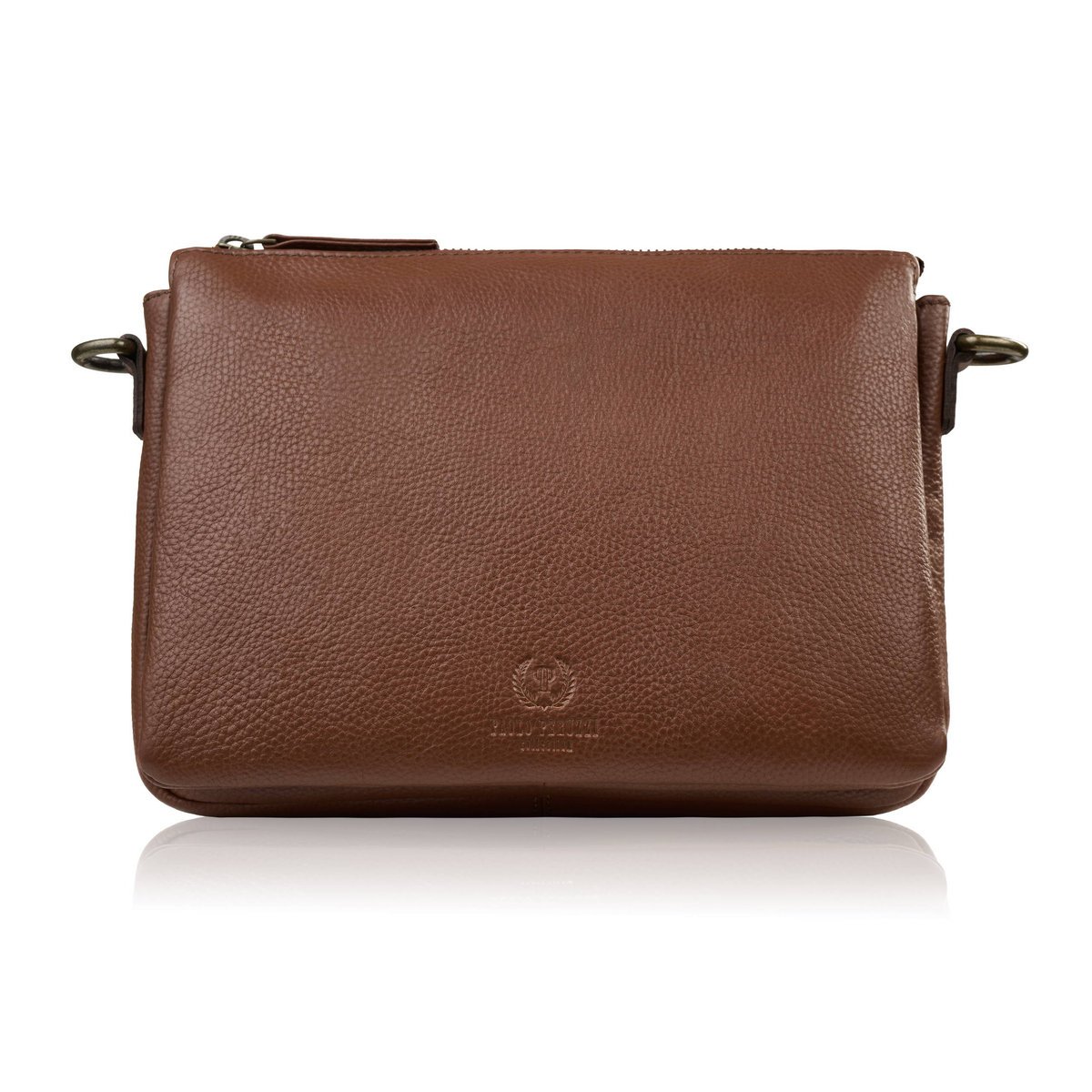 Torebka damska na ramię skórzana koniakowa kompaktowa listonoszka IM-04-CG