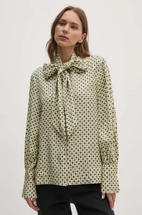 Tommy Hilfiger koszula damska kolor żółty relaxed z wiązanym dekoltem WW0WW42294 - Koszule damskie - miniaturka - grafika 1