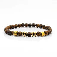 Bransolety męskie - Bransoletka brązowa koraliki - kamienie naturalne tygrysie oko EM - EM Men's Accessories - miniaturka - grafika 1